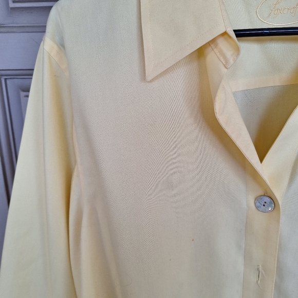 Foxcroft Buttondown Blouse Plus Sz18 Jonquil 3/4Sleeves Collar/Cuffs Quality - Picture 5 of 11